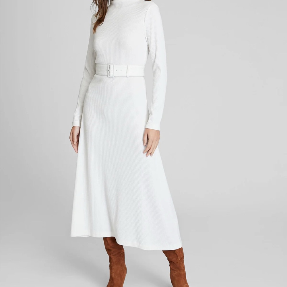 Club Monaco White Long Sleeve Dress